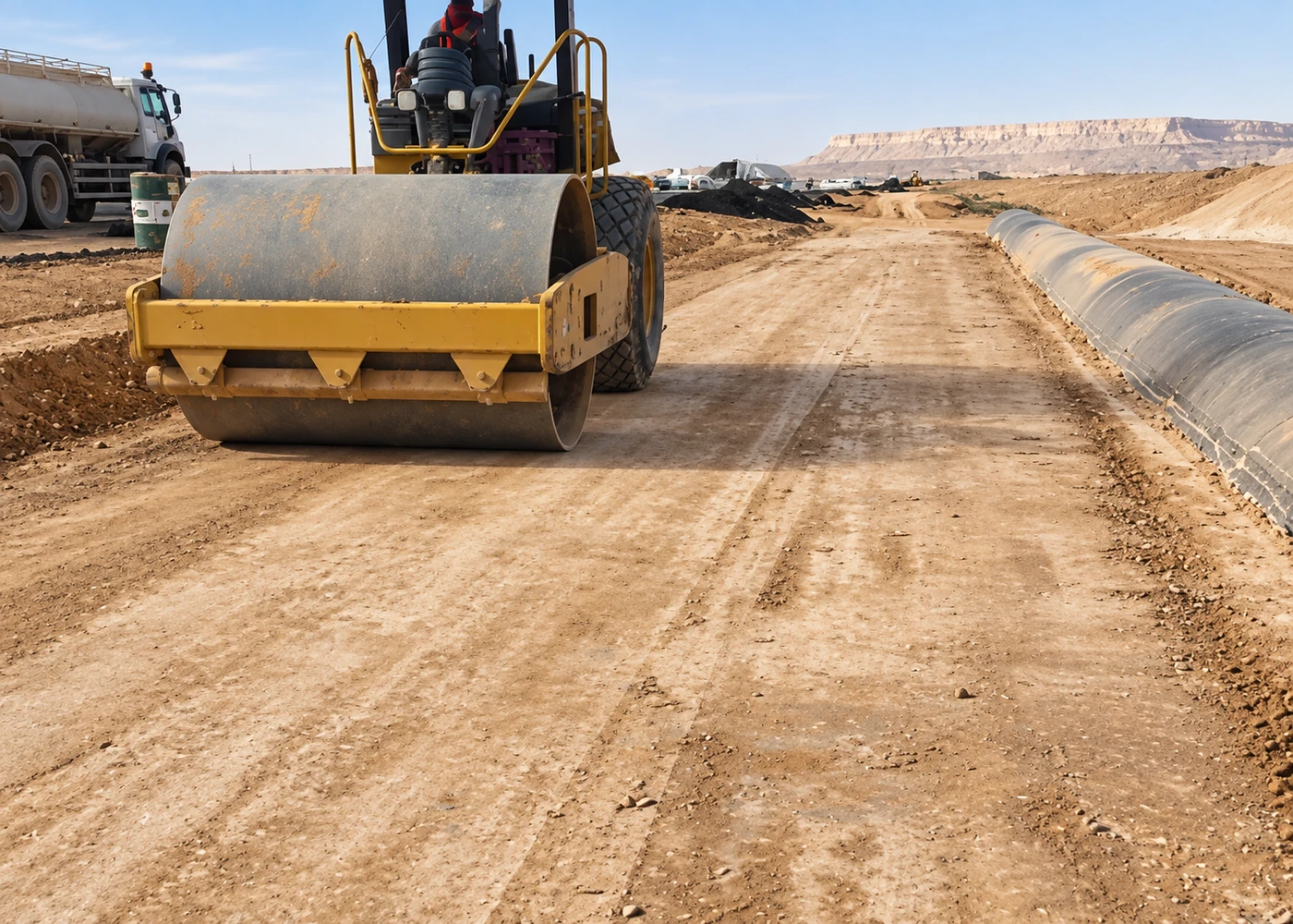 Access road construction for infrastructure projects in Saudi Arabia